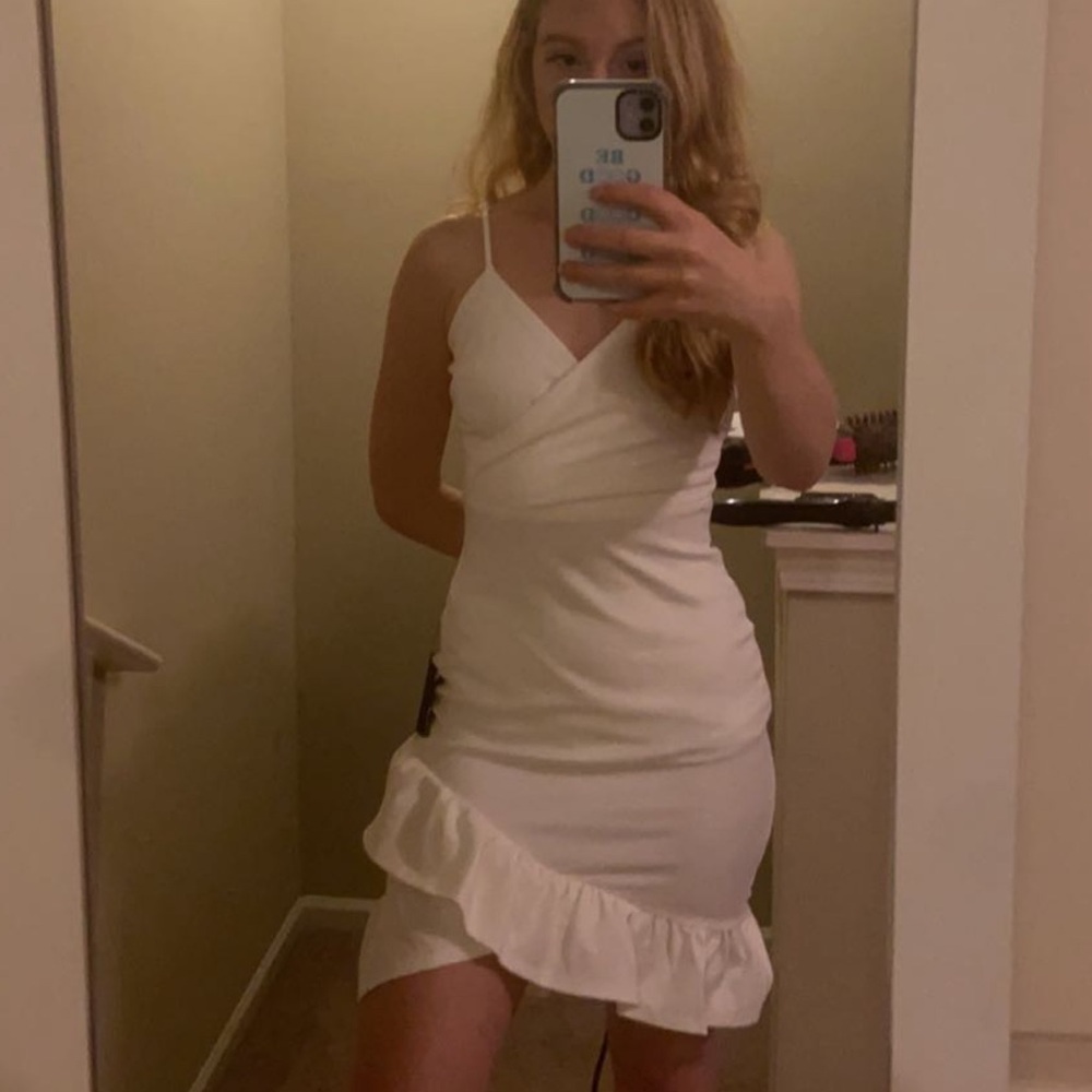 Lulu's White Ruffle Mini Dress